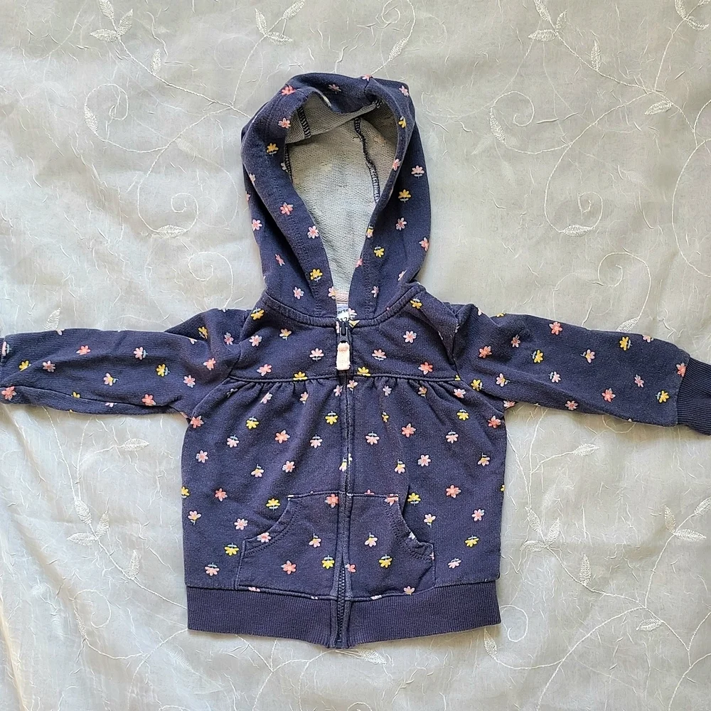 Carter's Blue Floral Hoodie Sweatshirt - Lightweight